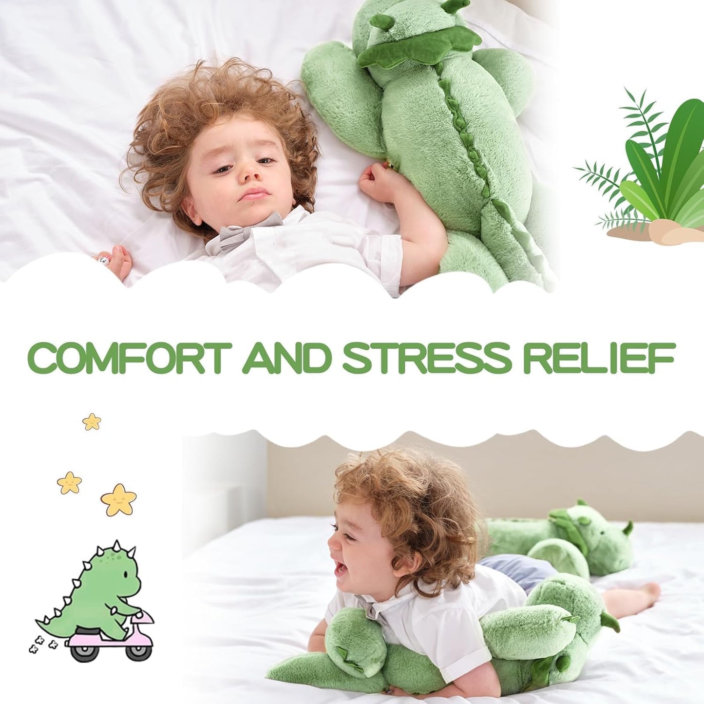 Ā® Microwavable & 2 LB Weighted Stuffed Triceratops Animals Plush - 16 Inch Heated Dinosaur Plushie for Warmth & Comfort - Light Green Dino Squished Pillow - Cute Soft Toy for Adults & Children