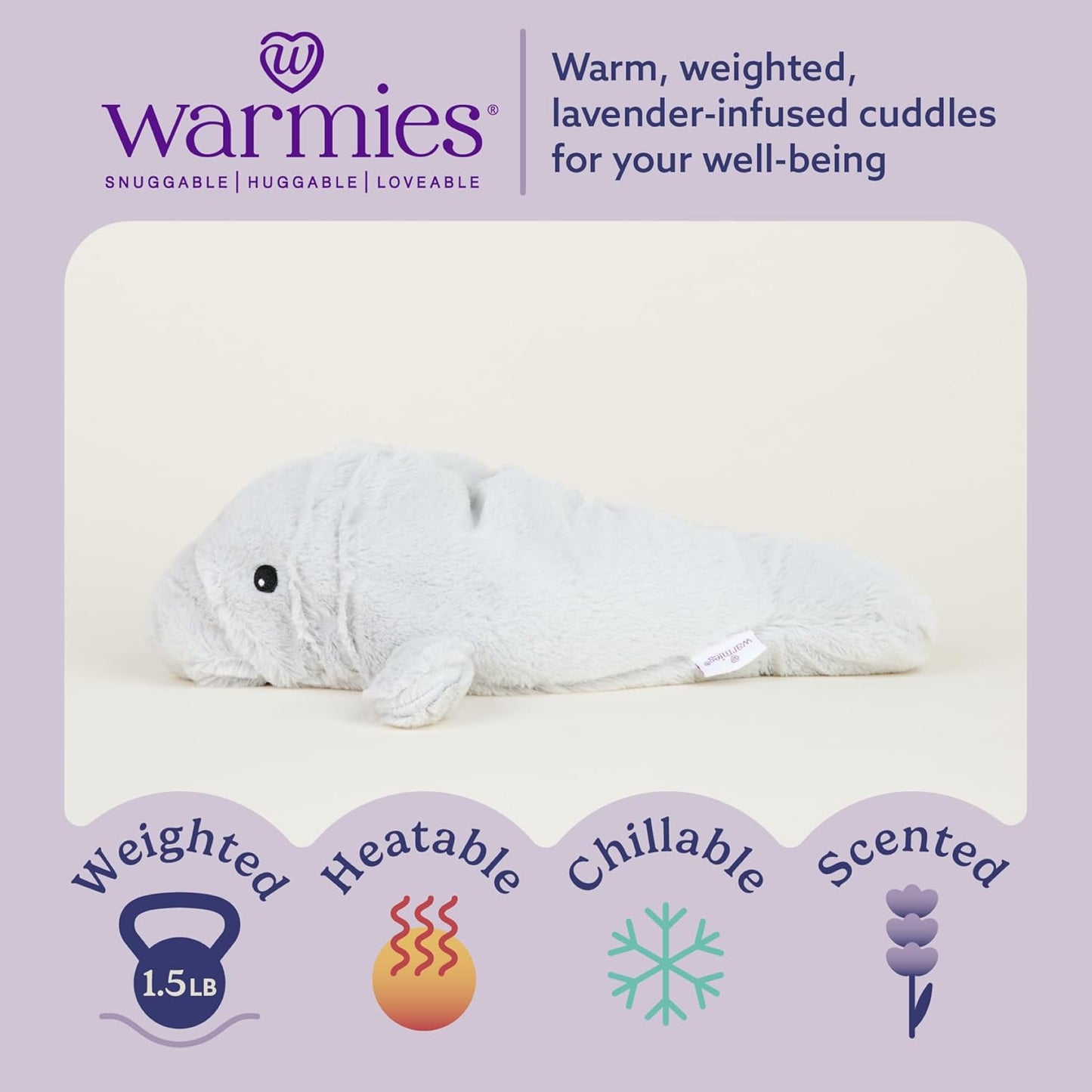 Microwavable & Weighted Stuffed Animals, Manatee - Heated Stuffed Animal Plushie for Warmth & Comfort - Cute Soft Plush Toys for Adults & Children (Boys, Girls, Babies & Toddlers)