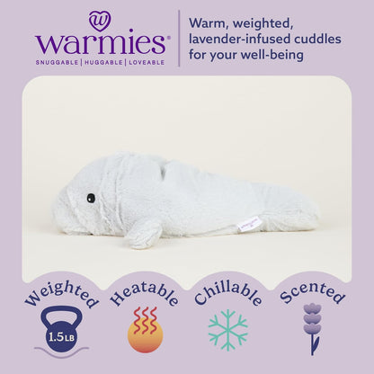 Microwavable & Weighted Stuffed Animals, Manatee - Heated Stuffed Animal Plushie for Warmth & Comfort - Cute Soft Plush Toys for Adults & Children (Boys, Girls, Babies & Toddlers)
