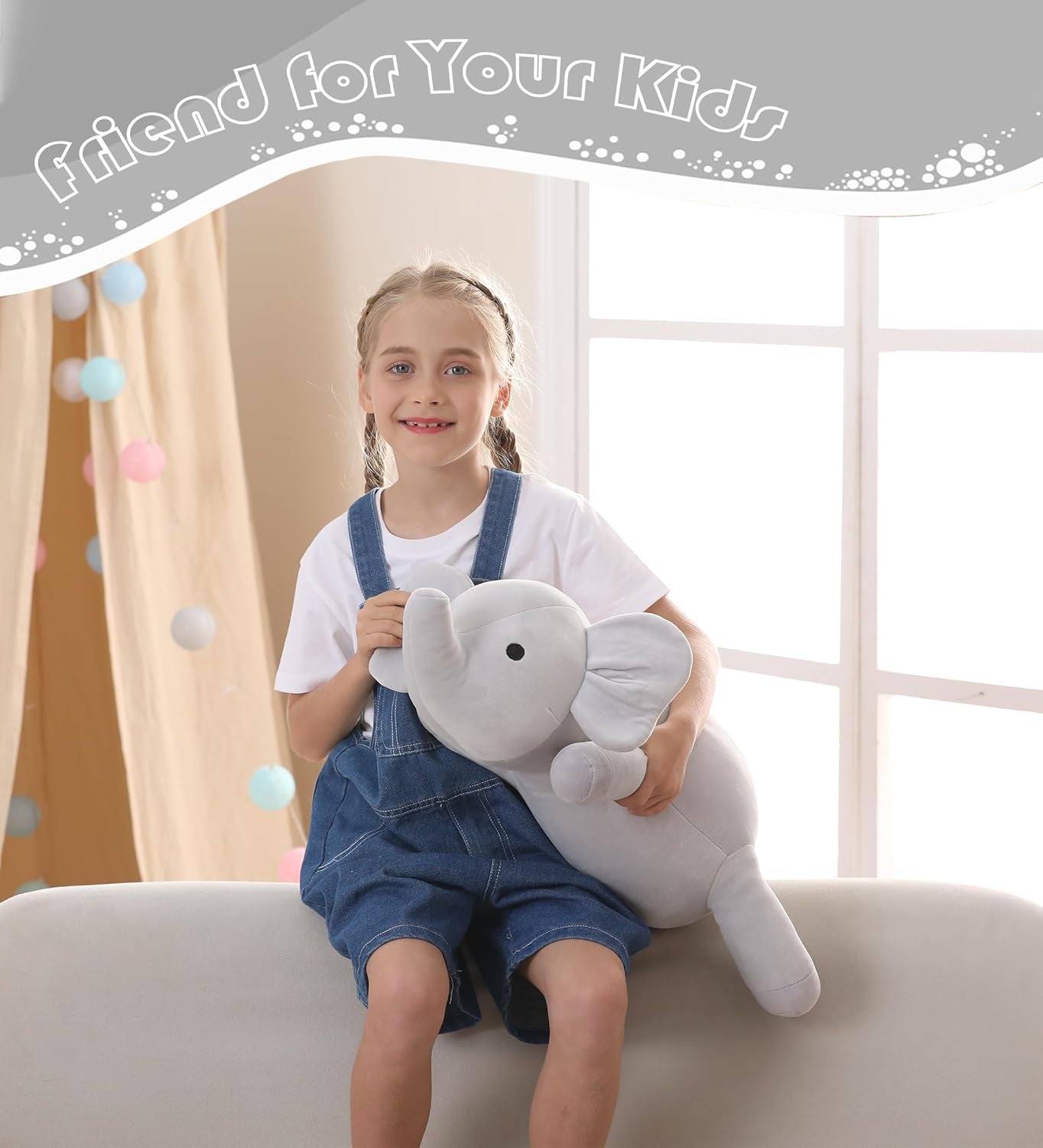 Elephant Weighted Stuffed Animals 24In 4.2Lbs, Big Weighted Stuffed Animal Elephant Plush Toys Plushies Pillows Gifts for Kids, Adutls, Boys and Girls