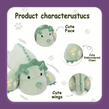 ® Microwavable & 2 LB Weighted Stuffed Triceratops Animals Plush - 16 Inch Heated Dinosaur Plushie for Warmth & Comfort - Light Green Dino Squished Pillow - Cute Soft Toy for Adults & Children