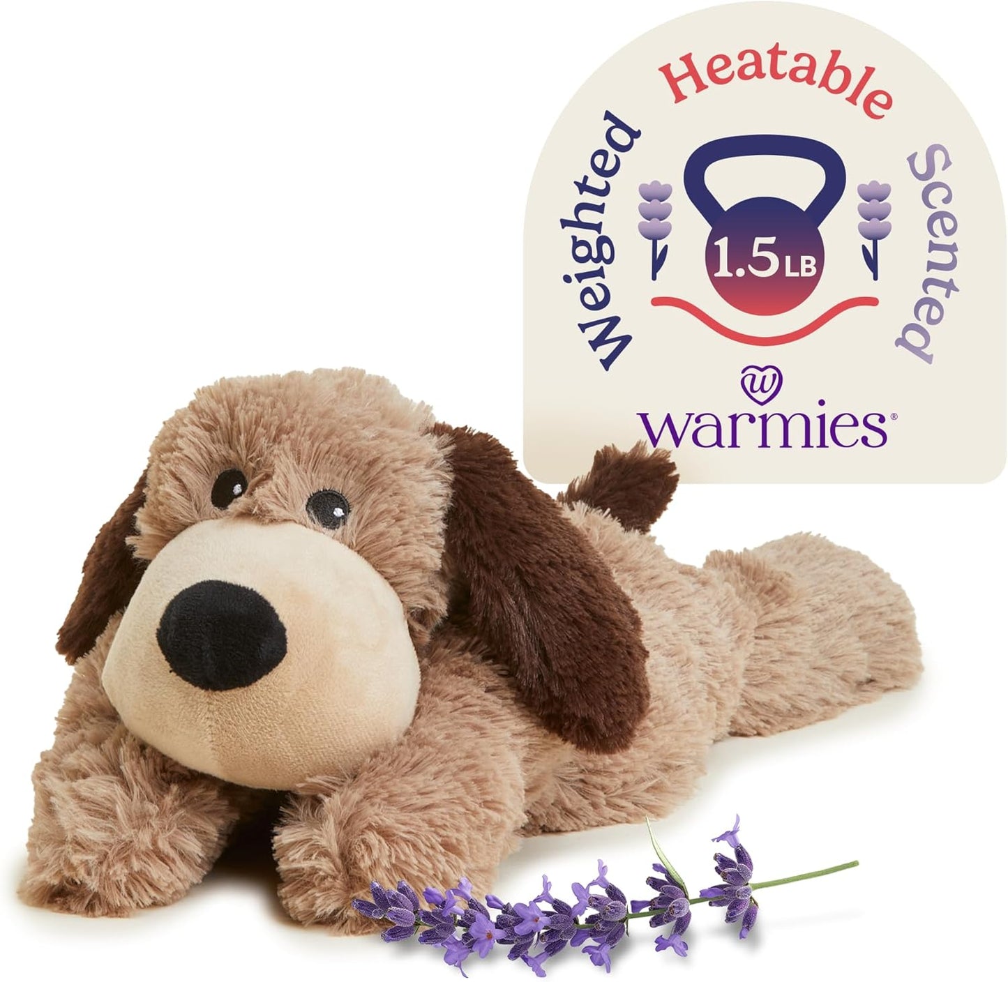 Microwavable & Weighted Stuffed Animals, Brown Dog - Heated Stuffed Animal Plushie for Warmth & Comfort - Cute Soft Plush Toys for Adults & Children (Boys, Girls, Babies & Toddlers)
