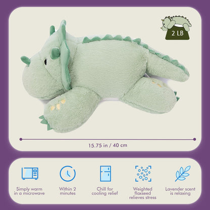 ® Microwavable & 2 LB Weighted Stuffed Triceratops Animals Plush - 16 Inch Heated Dinosaur Plushie for Warmth & Comfort - Light Green Dino Squished Pillow - Cute Soft Toy for Adults & Children