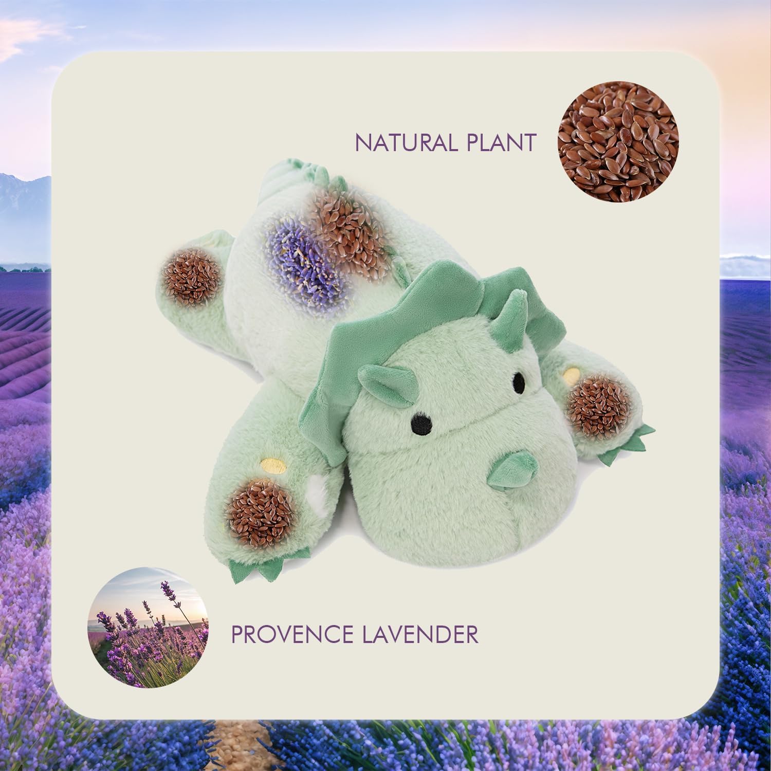 ® Microwavable & 2 LB Weighted Stuffed Triceratops Animals Plush - 16 Inch Heated Dinosaur Plushie for Warmth & Comfort - Light Green Dino Squished Pillow - Cute Soft Toy for Adults & Children