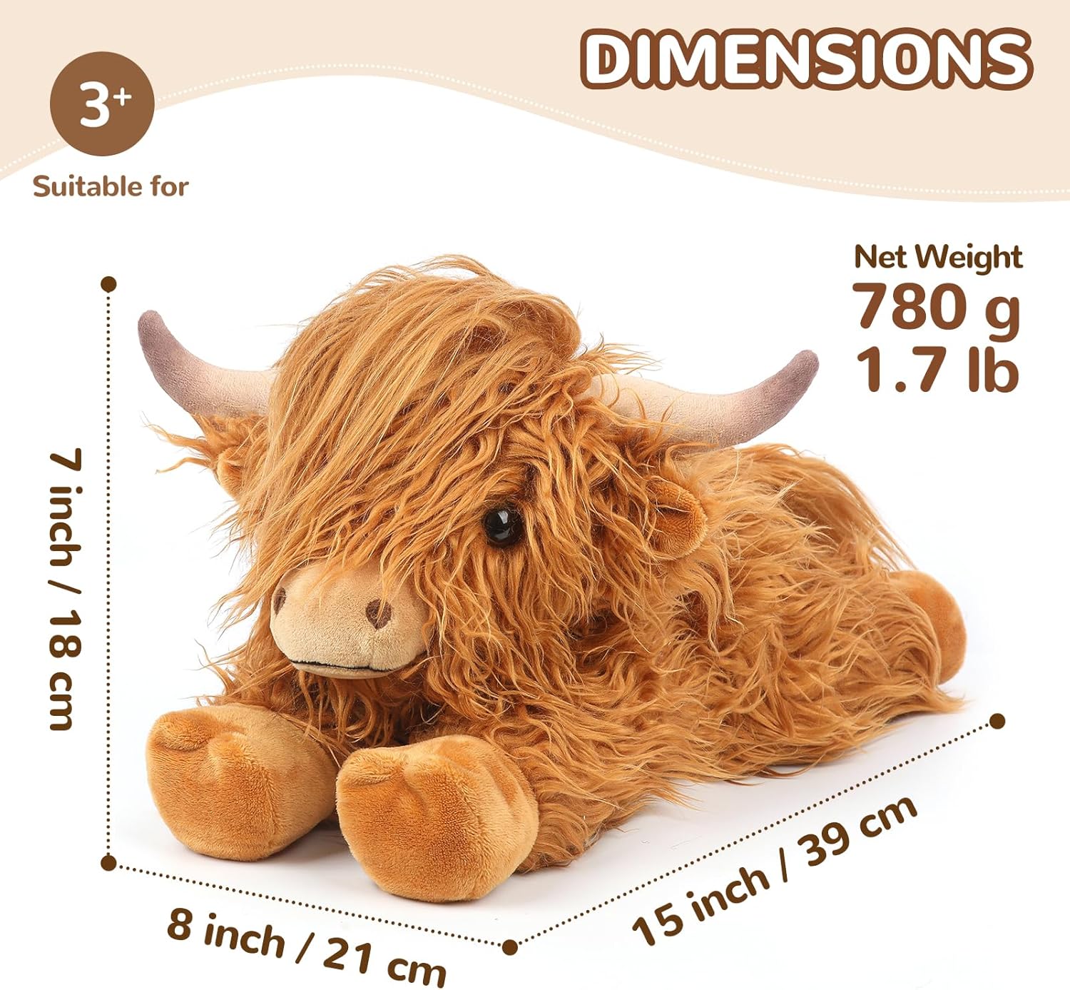 Highland Cow Stuffed Animals, Microwavable Stuffed Animals Heating Pad for Cramps, Pain Stress Relief, Heatable & Coolable Lavender Scented Cow Plush Toy for Anxiety, Women Kid Bedtime Highland Cattle