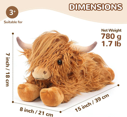 Highland Cow Stuffed Animals, Microwavable Stuffed Animals Heating Pad for Cramps, Pain Stress Relief, Heatable & Coolable Lavender Scented Cow Plush Toy for Anxiety, Women Kid Bedtime Highland Cattle