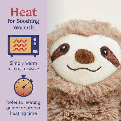 Junior Microwavable & Weighted Stuffed Animals, Sloth - Heated Stuffed Animal Plushie for Warmth & Comfort - Cute Soft Plush Toys for Adults & Children (Boys, Girls, Babies & Toddlers)