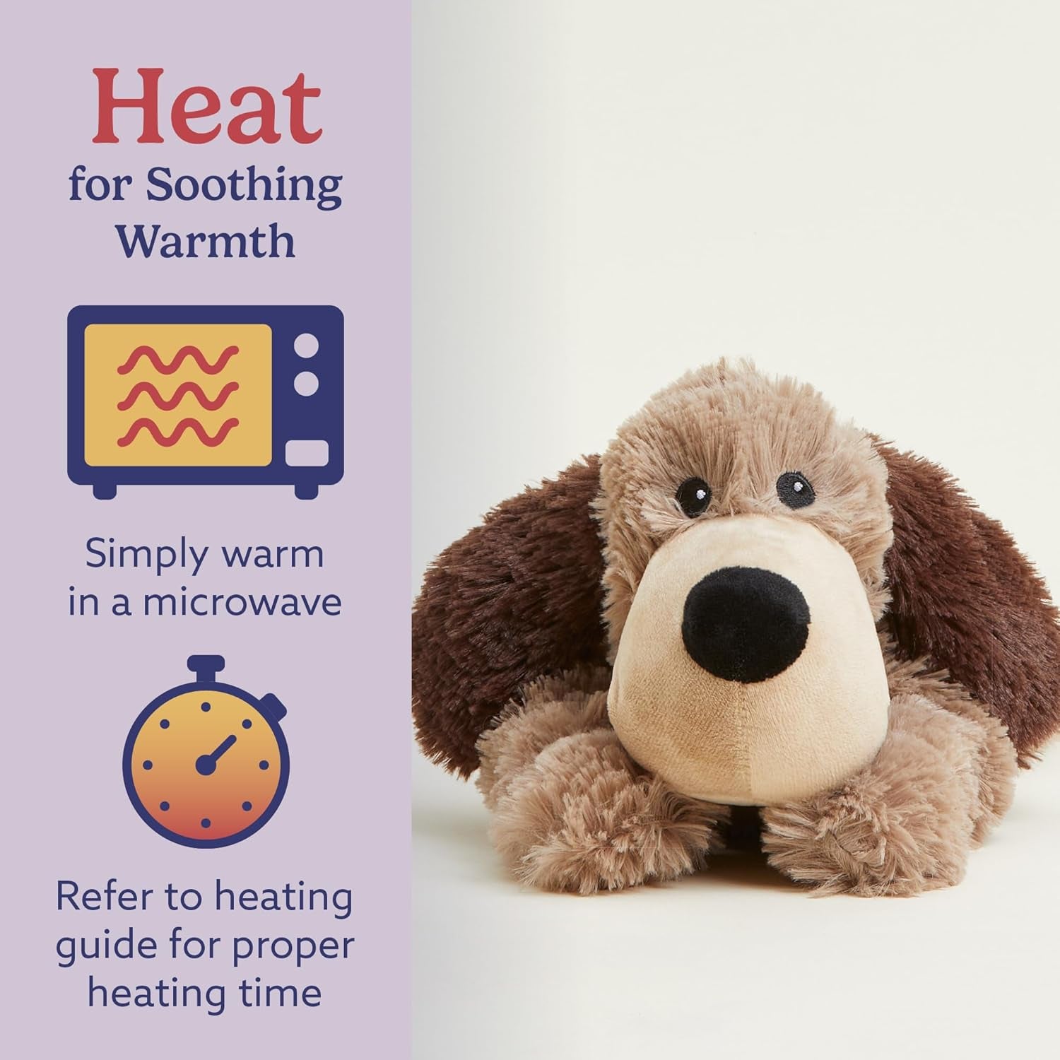 Microwavable & Weighted Stuffed Animals, Brown Dog - Heated Stuffed Animal Plushie for Warmth & Comfort - Cute Soft Plush Toys for Adults & Children (Boys, Girls, Babies & Toddlers)