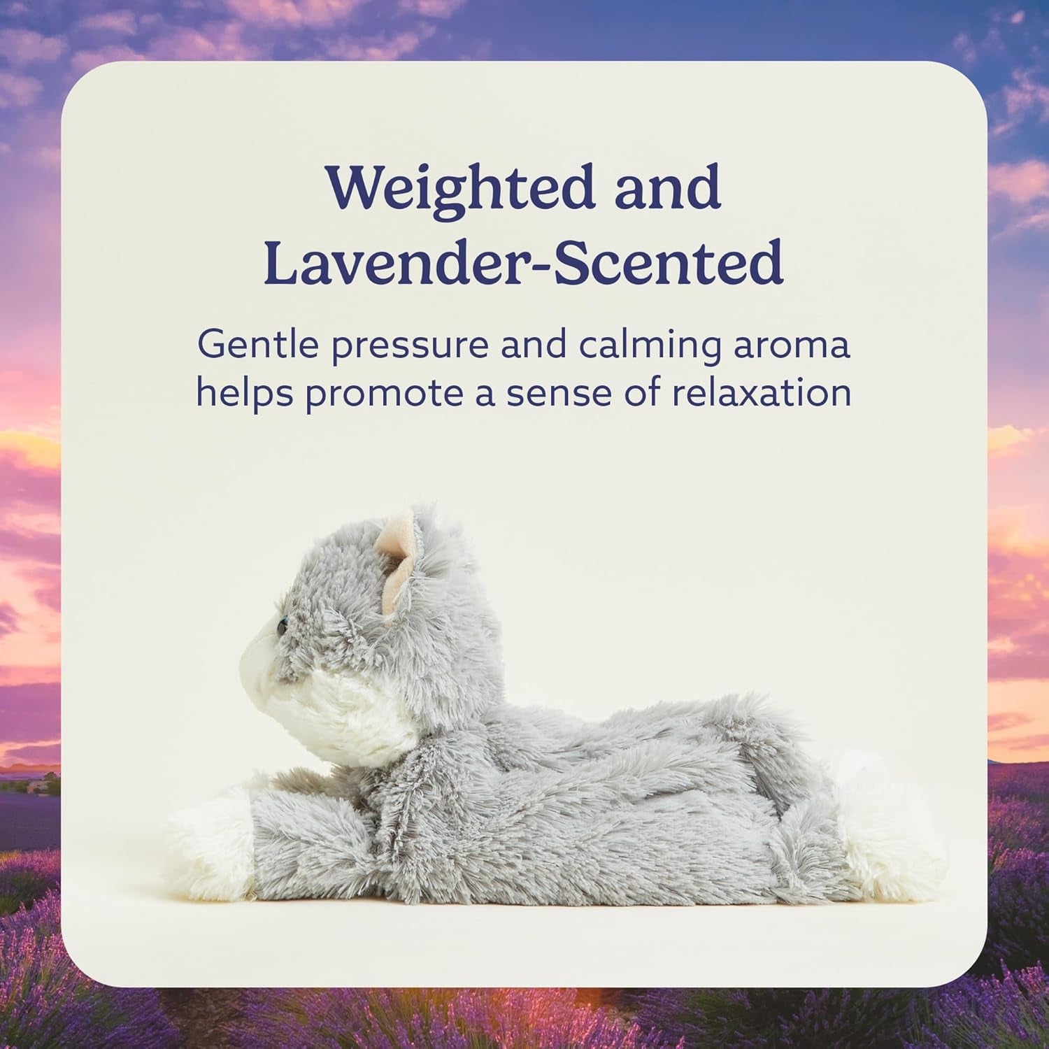 Microwavable & Weighted Stuffed Animals, Laying down Gray Cat - Heated Stuffed Animal Plushie for Warmth & Comfort - Cute Soft Plush Toys for Boys, Girls, Babies & Toddlers