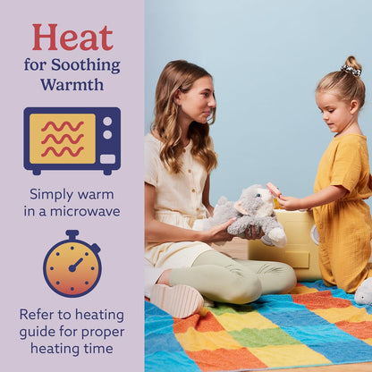 Microwavable & Weighted Stuffed Animals, Laying down Gray Cat - Heated Stuffed Animal Plushie for Warmth & Comfort - Cute Soft Plush Toys for Boys, Girls, Babies & Toddlers