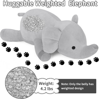 Elephant Weighted Stuffed Animals 24In 4.2Lbs, Big Weighted Stuffed Animal Elephant Plush Toys Plushies Pillows Gifts for Kids, Adutls, Boys and Girls